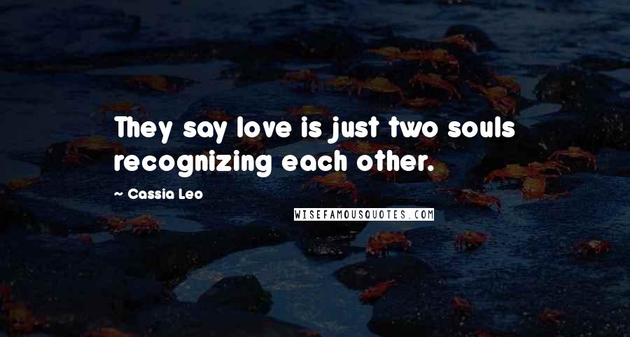 Cassia Leo Quotes: They say love is just two souls recognizing each other.