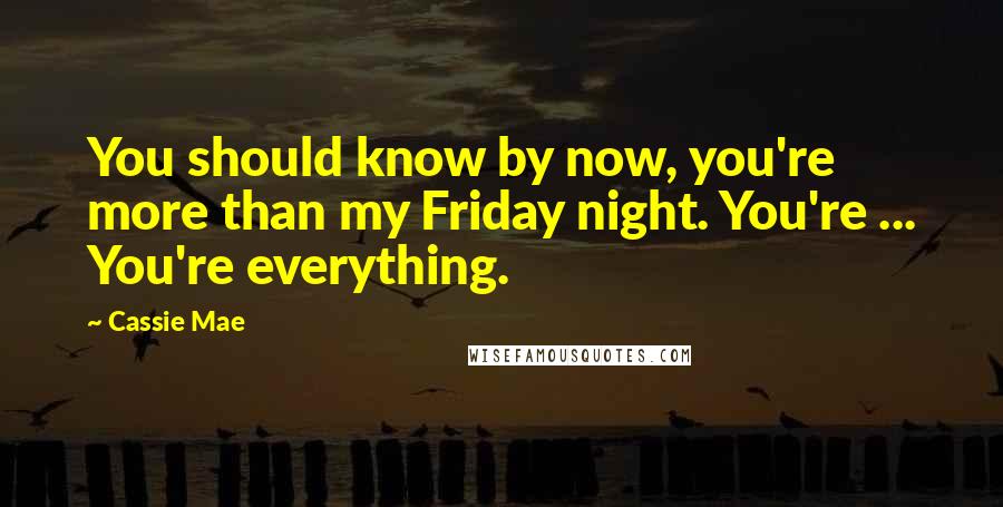 Cassie Mae Quotes: You should know by now, you're more than my Friday night. You're ... You're everything.