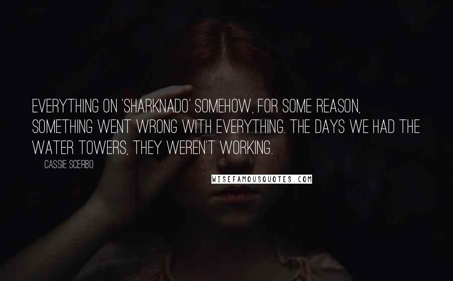 Cassie Scerbo Quotes: Everything on 'Sharknado' somehow, for some reason, something went wrong with everything. The days we had the water towers, they weren't working.