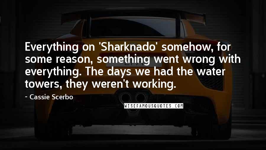 Cassie Scerbo Quotes: Everything on 'Sharknado' somehow, for some reason, something went wrong with everything. The days we had the water towers, they weren't working.