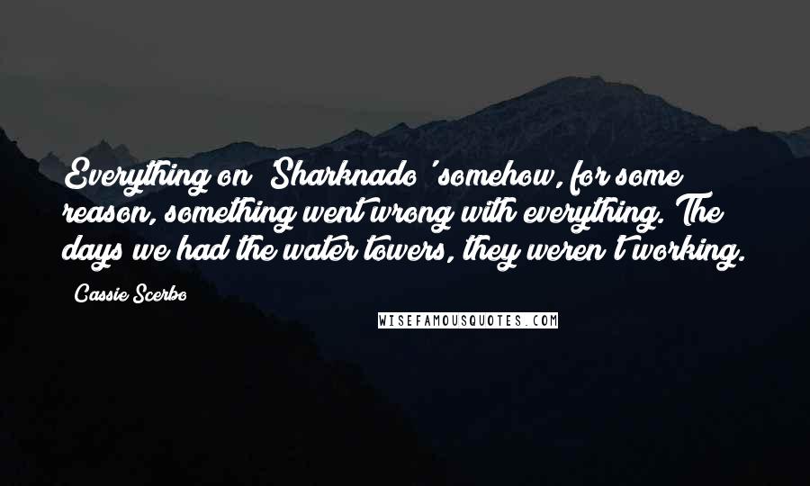 Cassie Scerbo Quotes: Everything on 'Sharknado' somehow, for some reason, something went wrong with everything. The days we had the water towers, they weren't working.