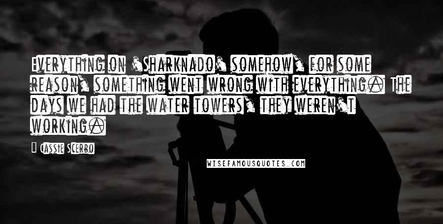 Cassie Scerbo Quotes: Everything on 'Sharknado' somehow, for some reason, something went wrong with everything. The days we had the water towers, they weren't working.