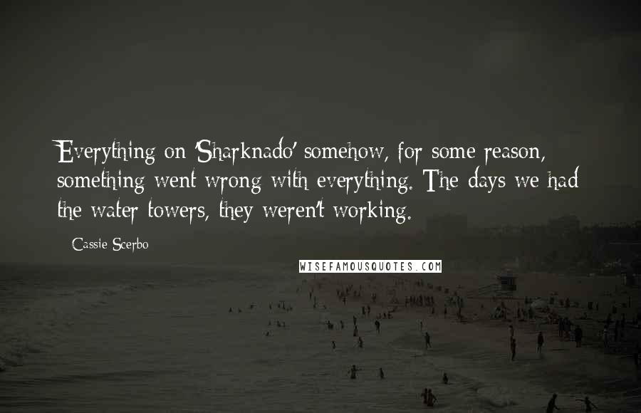 Cassie Scerbo Quotes: Everything on 'Sharknado' somehow, for some reason, something went wrong with everything. The days we had the water towers, they weren't working.