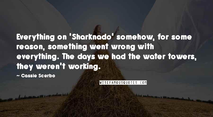 Cassie Scerbo Quotes: Everything on 'Sharknado' somehow, for some reason, something went wrong with everything. The days we had the water towers, they weren't working.