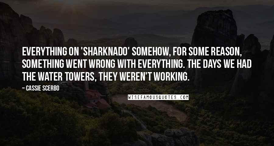 Cassie Scerbo Quotes: Everything on 'Sharknado' somehow, for some reason, something went wrong with everything. The days we had the water towers, they weren't working.