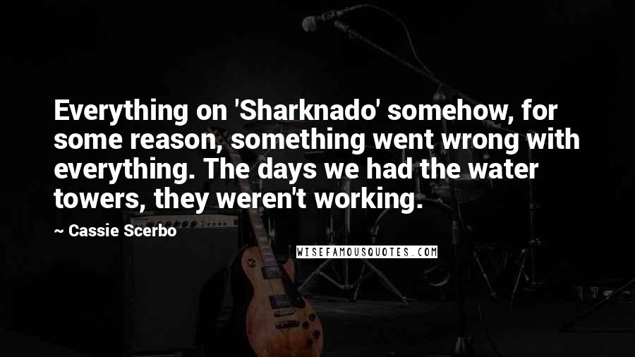 Cassie Scerbo Quotes: Everything on 'Sharknado' somehow, for some reason, something went wrong with everything. The days we had the water towers, they weren't working.