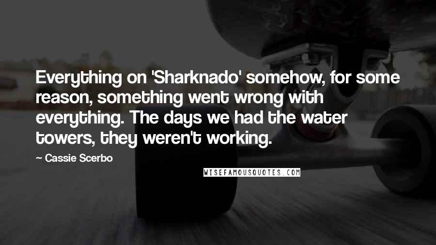 Cassie Scerbo Quotes: Everything on 'Sharknado' somehow, for some reason, something went wrong with everything. The days we had the water towers, they weren't working.