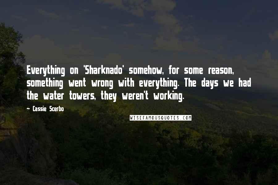 Cassie Scerbo Quotes: Everything on 'Sharknado' somehow, for some reason, something went wrong with everything. The days we had the water towers, they weren't working.