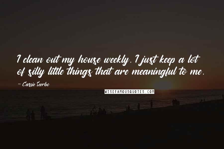 Cassie Scerbo Quotes: I clean out my house weekly. I just keep a lot of silly little things that are meaningful to me.