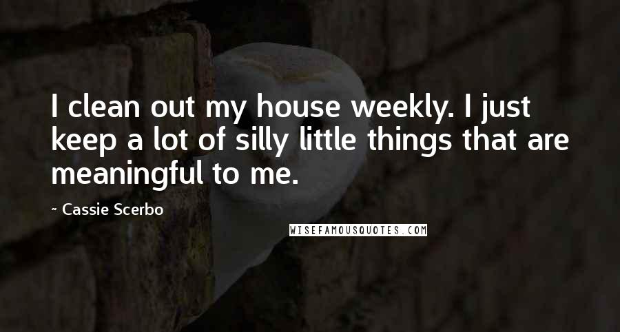 Cassie Scerbo Quotes: I clean out my house weekly. I just keep a lot of silly little things that are meaningful to me.