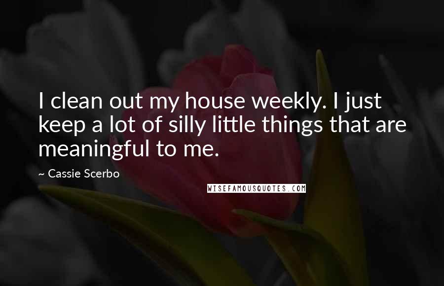 Cassie Scerbo Quotes: I clean out my house weekly. I just keep a lot of silly little things that are meaningful to me.
