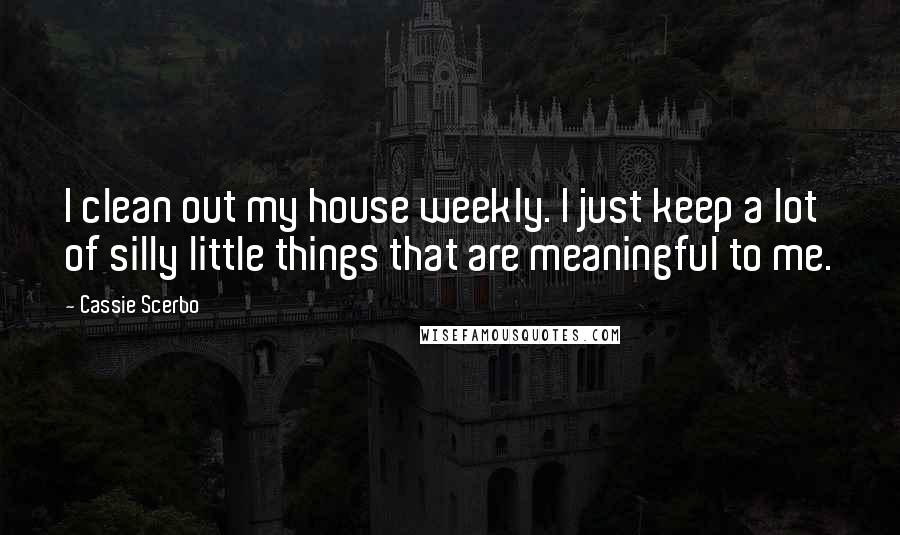 Cassie Scerbo Quotes: I clean out my house weekly. I just keep a lot of silly little things that are meaningful to me.