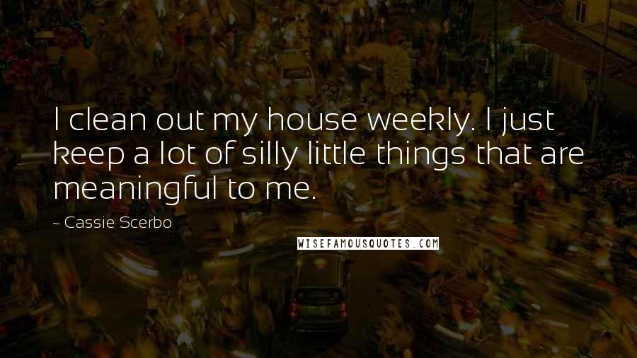 Cassie Scerbo Quotes: I clean out my house weekly. I just keep a lot of silly little things that are meaningful to me.