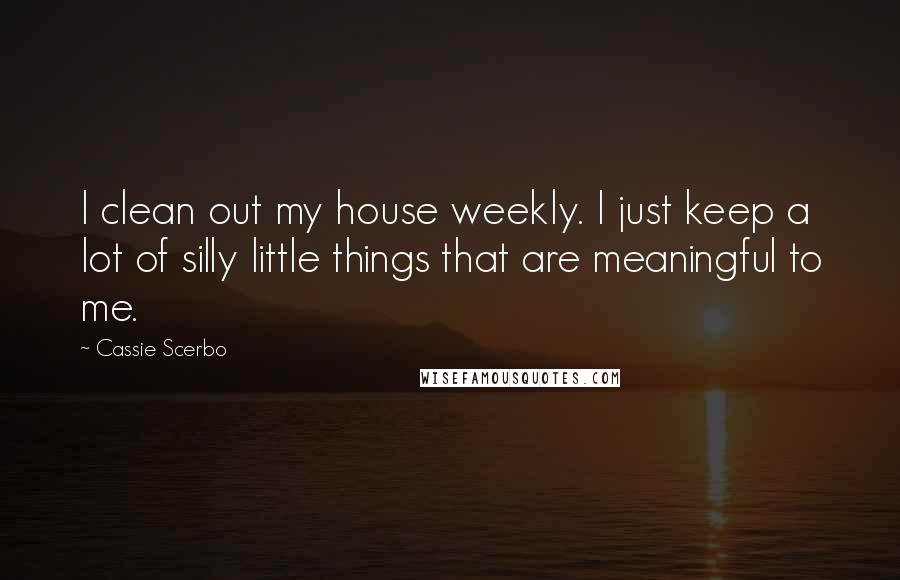 Cassie Scerbo Quotes: I clean out my house weekly. I just keep a lot of silly little things that are meaningful to me.