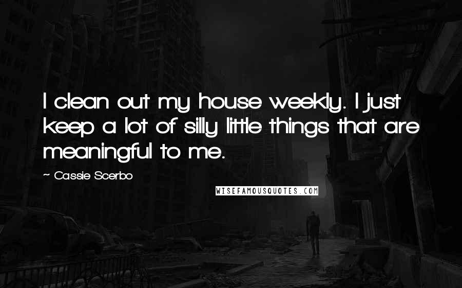 Cassie Scerbo Quotes: I clean out my house weekly. I just keep a lot of silly little things that are meaningful to me.