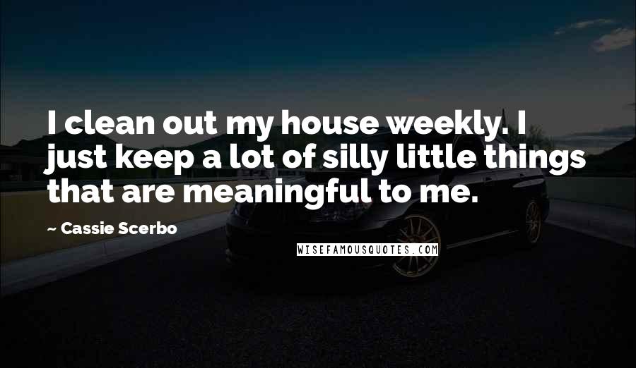 Cassie Scerbo Quotes: I clean out my house weekly. I just keep a lot of silly little things that are meaningful to me.
