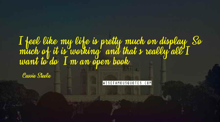 Cassie Steele Quotes: I feel like my life is pretty much on display. So much of it is working, and that's really all I want to do. I'm an open book.