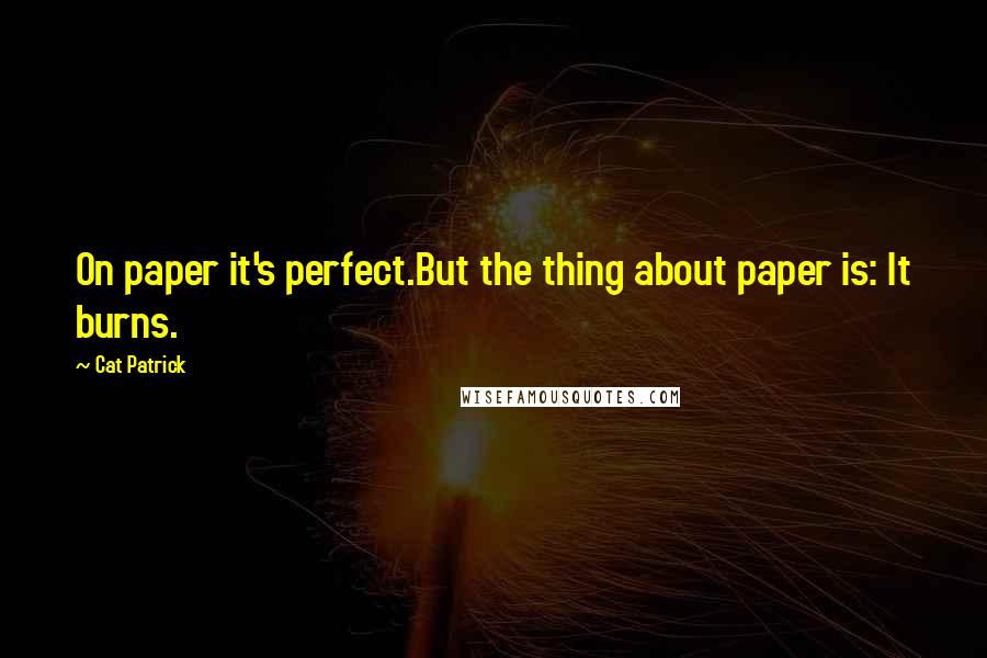 Cat Patrick Quotes: On paper it's perfect.But the thing about paper is: It burns.