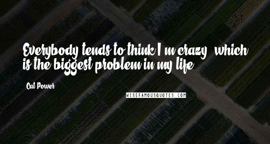 Cat Power Quotes: Everybody tends to think I'm crazy, which is the biggest problem in my life.