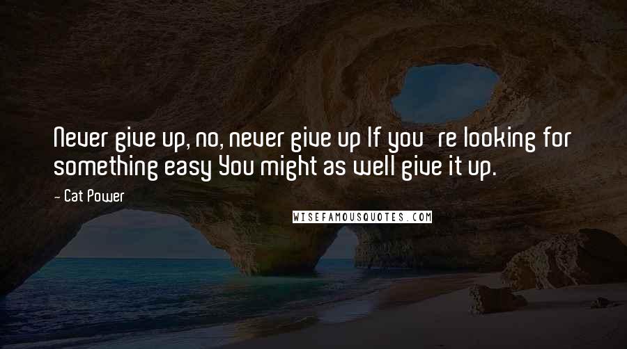 Cat Power Quotes: Never give up, no, never give up If you're looking for something easy You might as well give it up.