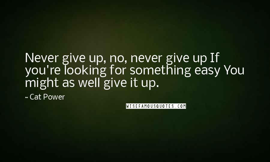 Cat Power Quotes: Never give up, no, never give up If you're looking for something easy You might as well give it up.