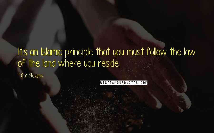 Cat Stevens Quotes: It's an Islamic principle that you must follow the law of the land where you reside.