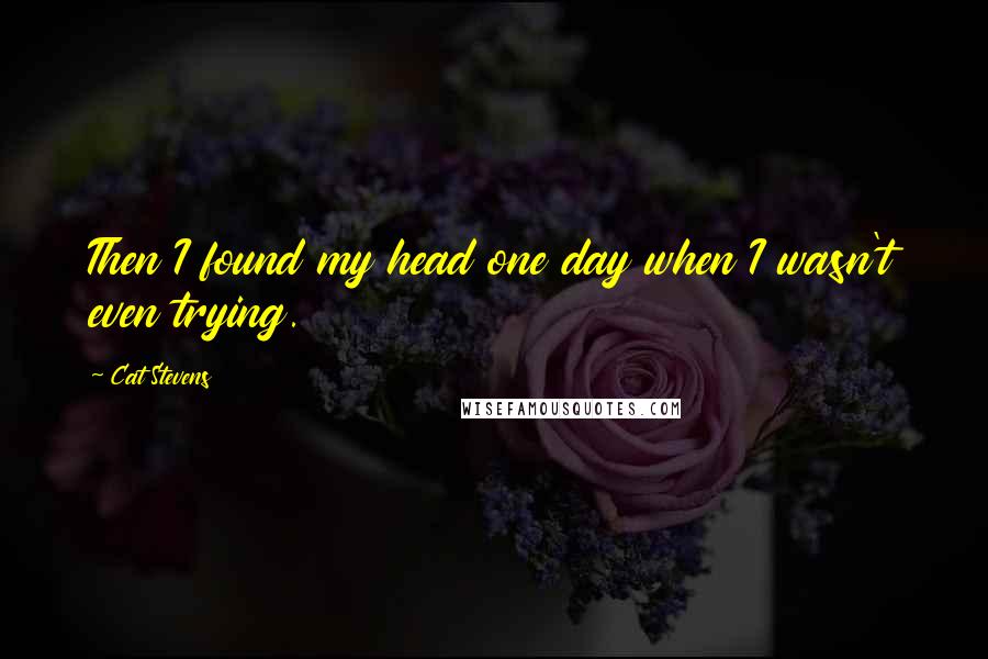 Cat Stevens Quotes: Then I found my head one day when I wasn't even trying.