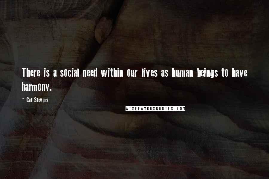 Cat Stevens Quotes: There is a social need within our lives as human beings to have harmony.