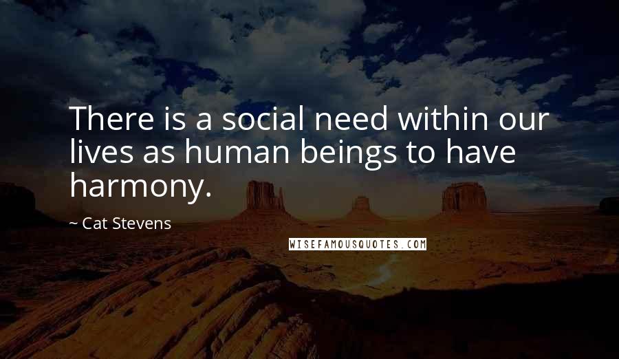 Cat Stevens Quotes: There is a social need within our lives as human beings to have harmony.