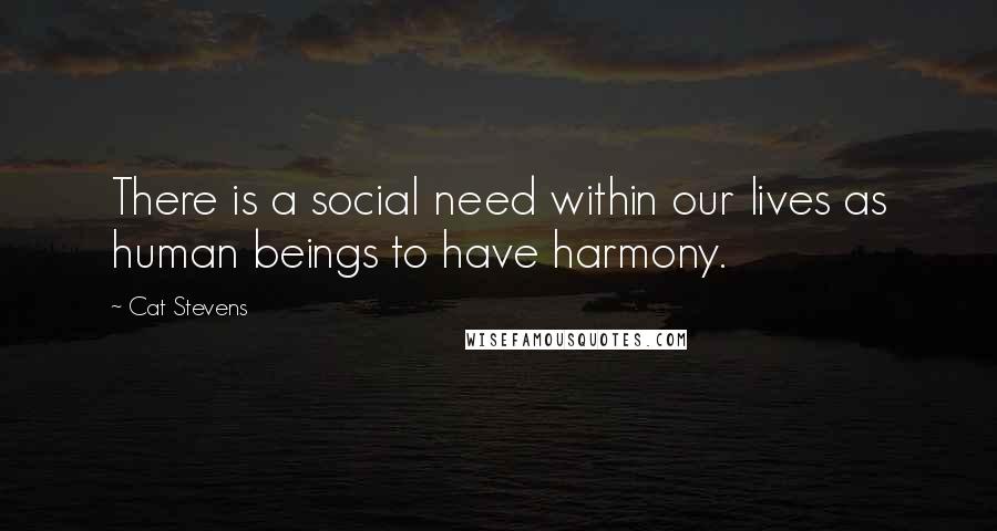 Cat Stevens Quotes: There is a social need within our lives as human beings to have harmony.