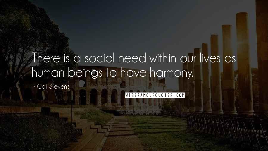 Cat Stevens Quotes: There is a social need within our lives as human beings to have harmony.