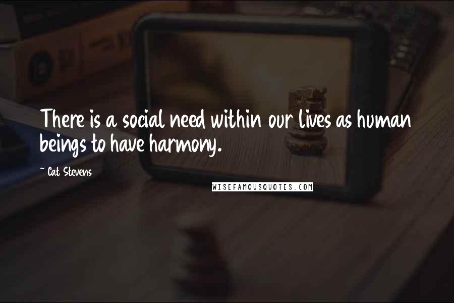 Cat Stevens Quotes: There is a social need within our lives as human beings to have harmony.