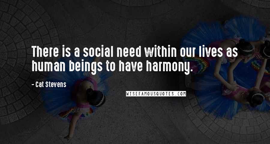 Cat Stevens Quotes: There is a social need within our lives as human beings to have harmony.