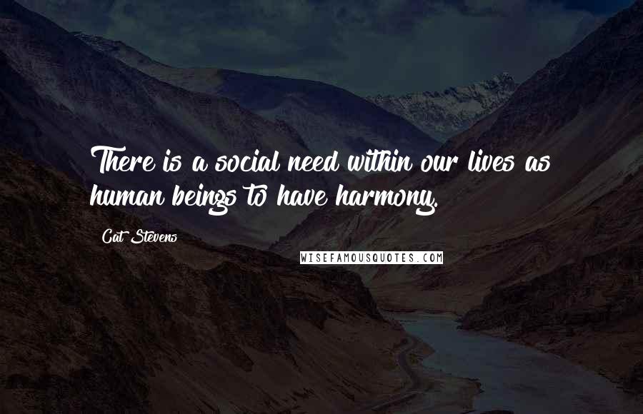 Cat Stevens Quotes: There is a social need within our lives as human beings to have harmony.