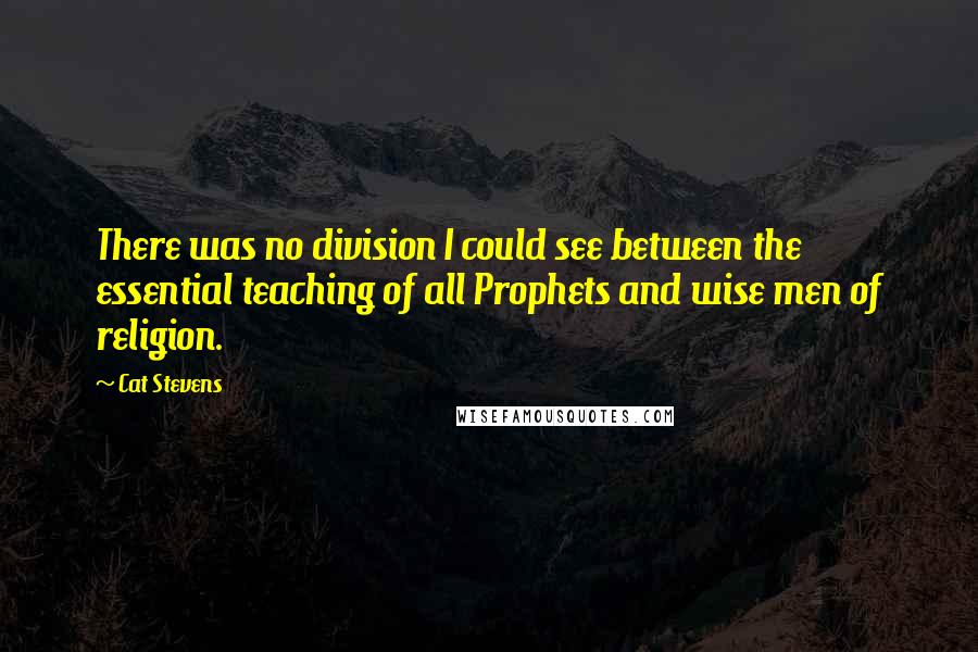 Cat Stevens Quotes: There was no division I could see between the essential teaching of all Prophets and wise men of religion.