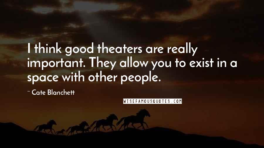 Cate Blanchett Quotes: I think good theaters are really important. They allow you to exist in a space with other people.