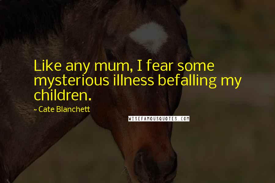 Cate Blanchett Quotes: Like any mum, I fear some mysterious illness befalling my children.