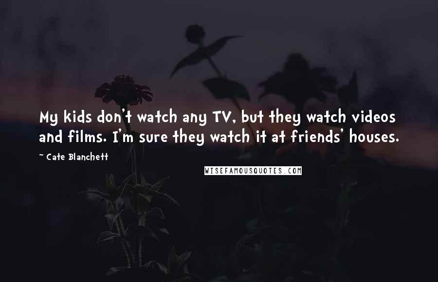 Cate Blanchett Quotes: My kids don't watch any TV, but they watch videos and films. I'm sure they watch it at friends' houses.