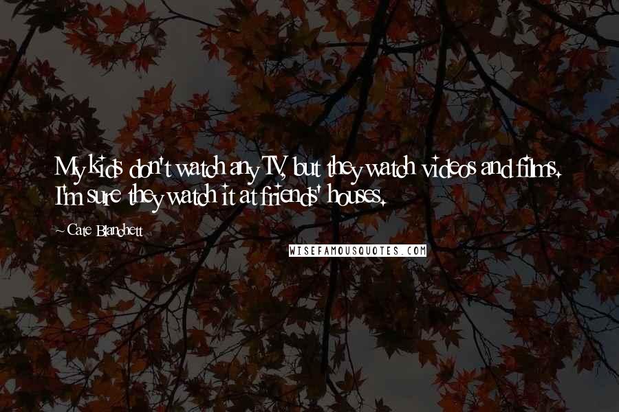 Cate Blanchett Quotes: My kids don't watch any TV, but they watch videos and films. I'm sure they watch it at friends' houses.