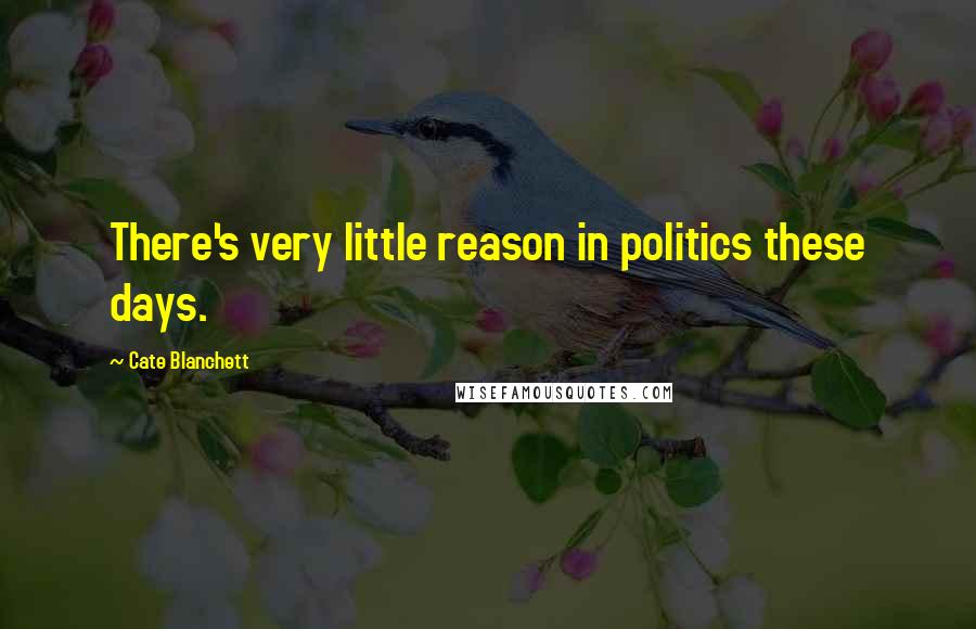 Cate Blanchett Quotes: There's very little reason in politics these days.