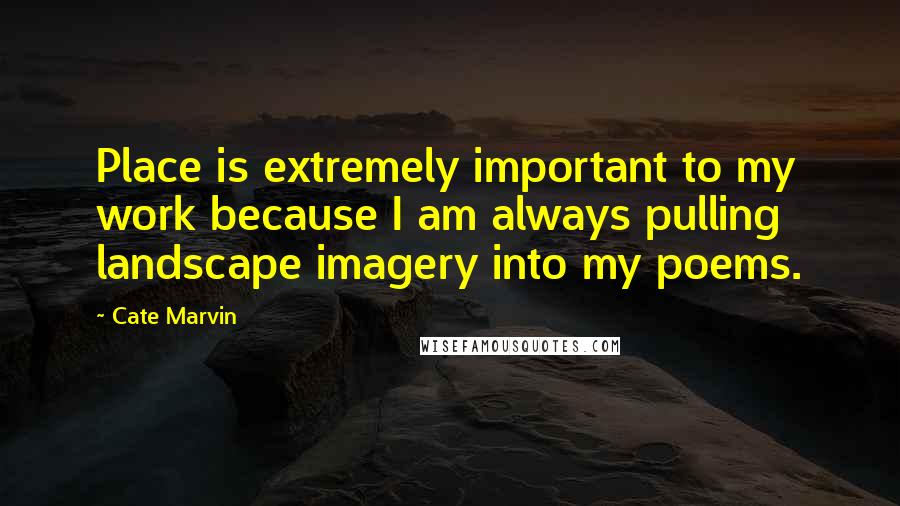 Cate Marvin Quotes: Place is extremely important to my work because I am always pulling landscape imagery into my poems.