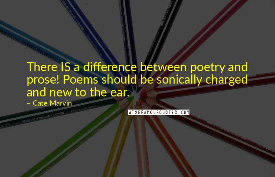 Cate Marvin Quotes: There IS a difference between poetry and prose! Poems should be sonically charged and new to the ear.