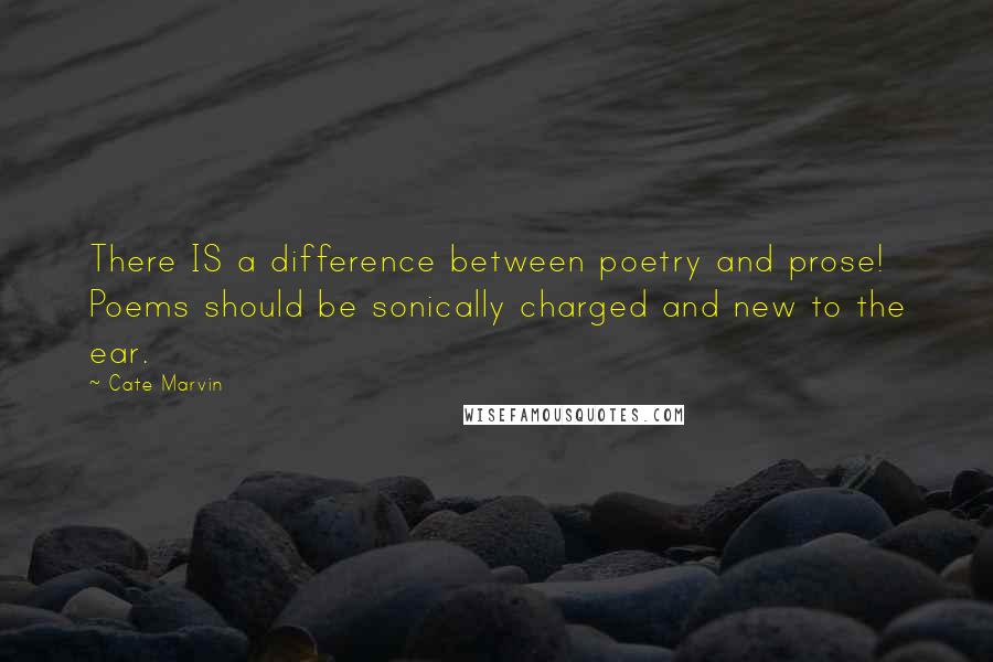 Cate Marvin Quotes: There IS a difference between poetry and prose! Poems should be sonically charged and new to the ear.