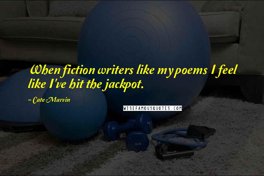 Cate Marvin Quotes: When fiction writers like my poems I feel like I've hit the jackpot.