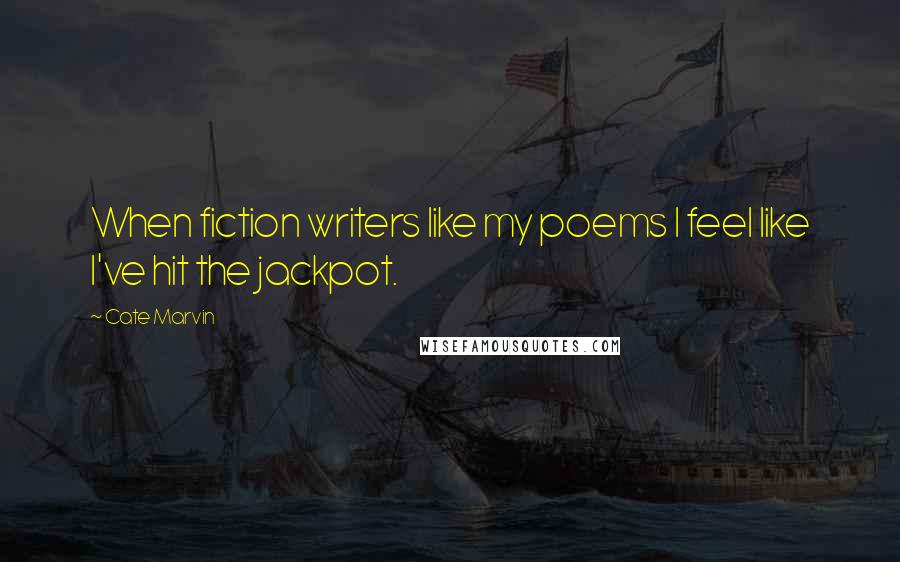 Cate Marvin Quotes: When fiction writers like my poems I feel like I've hit the jackpot.