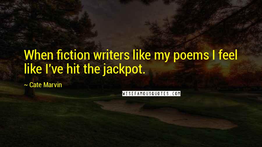 Cate Marvin Quotes: When fiction writers like my poems I feel like I've hit the jackpot.