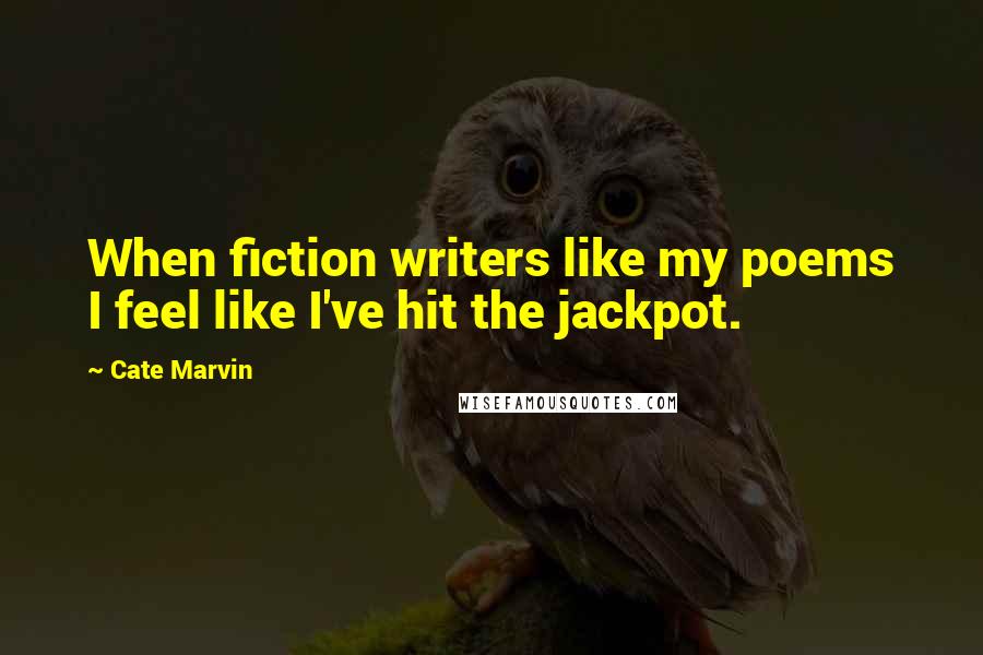 Cate Marvin Quotes: When fiction writers like my poems I feel like I've hit the jackpot.