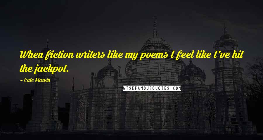 Cate Marvin Quotes: When fiction writers like my poems I feel like I've hit the jackpot.