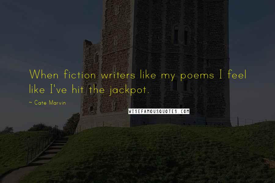 Cate Marvin Quotes: When fiction writers like my poems I feel like I've hit the jackpot.