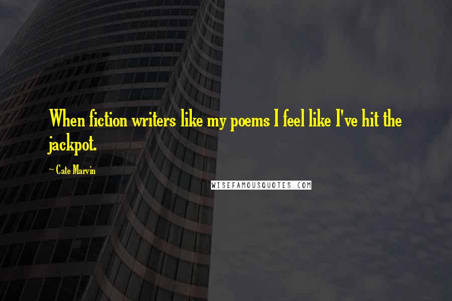 Cate Marvin Quotes: When fiction writers like my poems I feel like I've hit the jackpot.